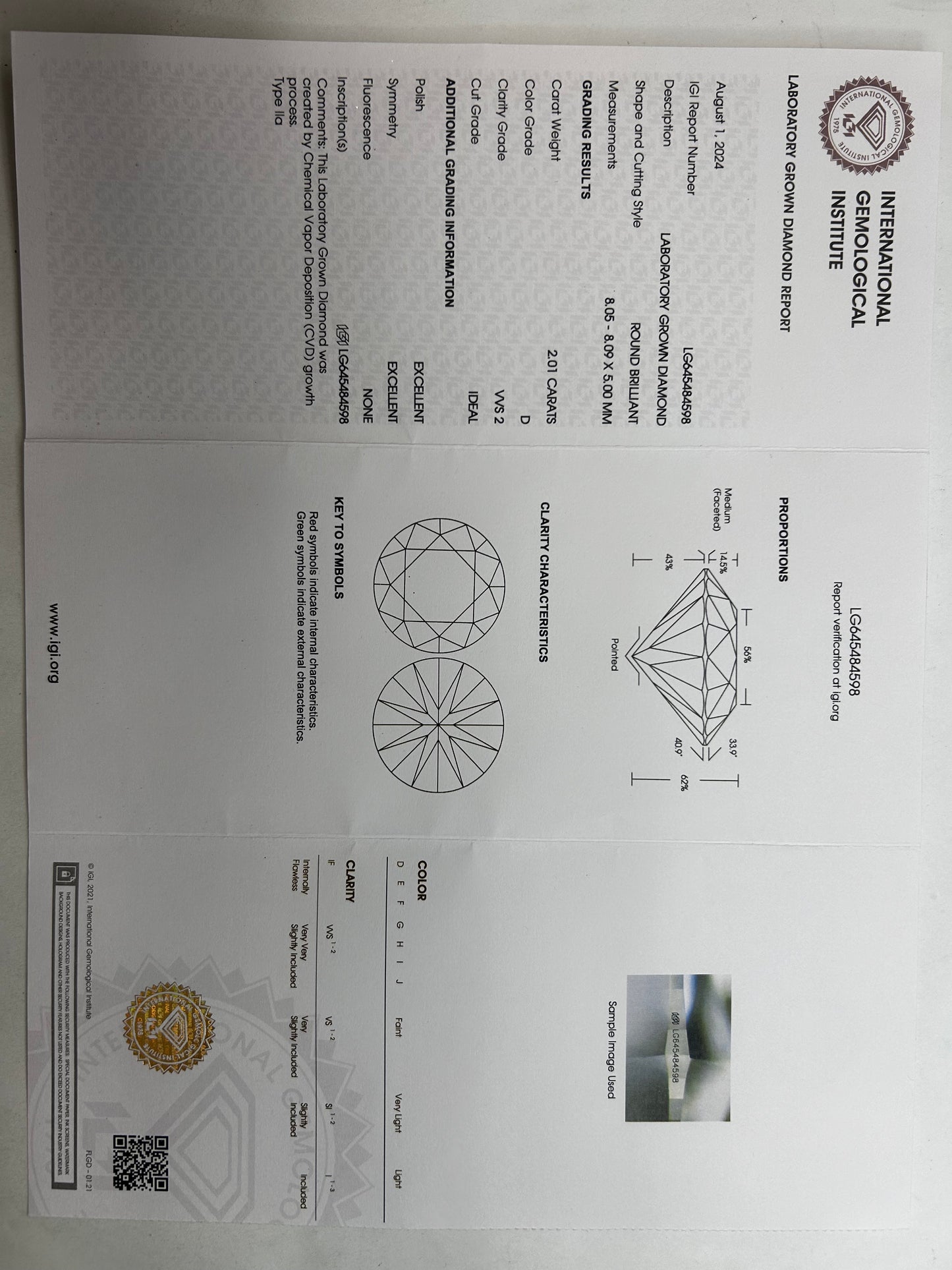2.01 CTW Round Certified Diamond
