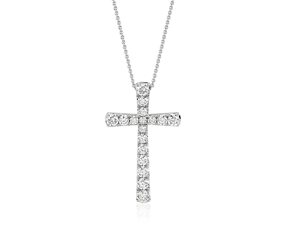 Diamond Cross Pendant 14K White