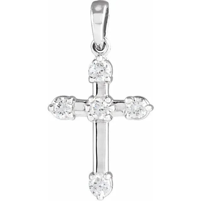 14K Rose 1/6 CTW Natural Diamond Cross Pendant
