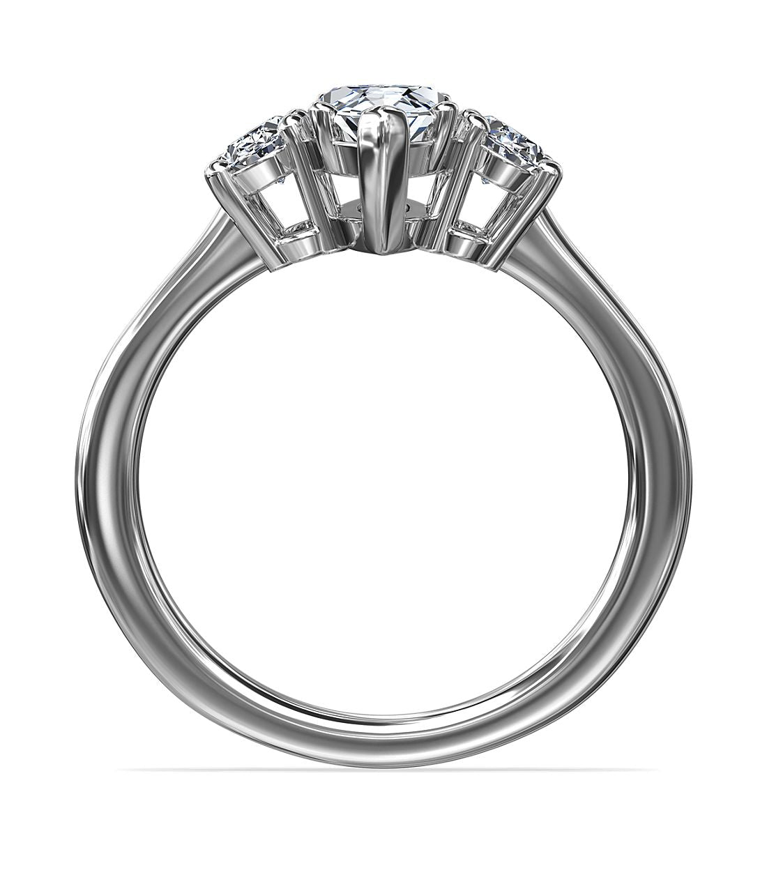 3 Stone Marquise Engagement Ring 14K White