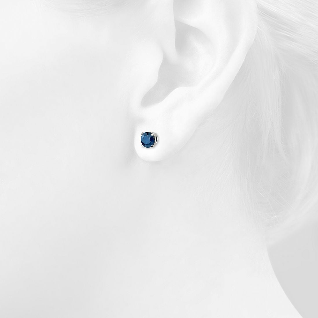 Blue Sapphire Studs 14K White Gold