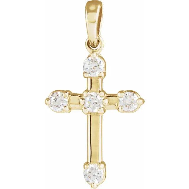 14K Rose 1/6 CTW Natural Diamond Cross Pendant