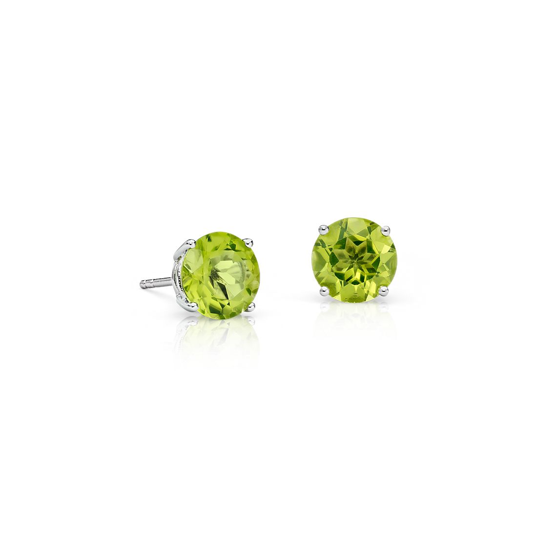 Peridot Stud Earrings 14K White Gold