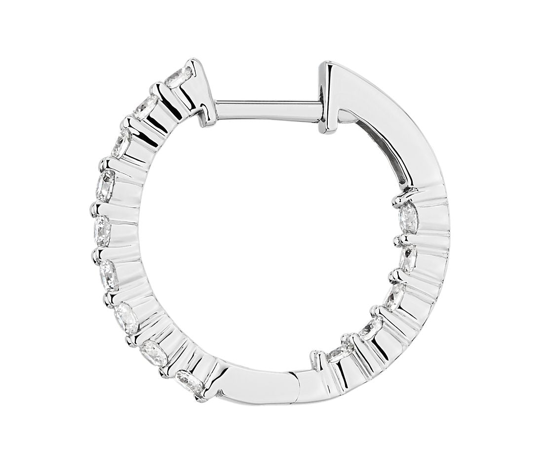 1ctw Diamond Hoop Earrings 14K White Gold