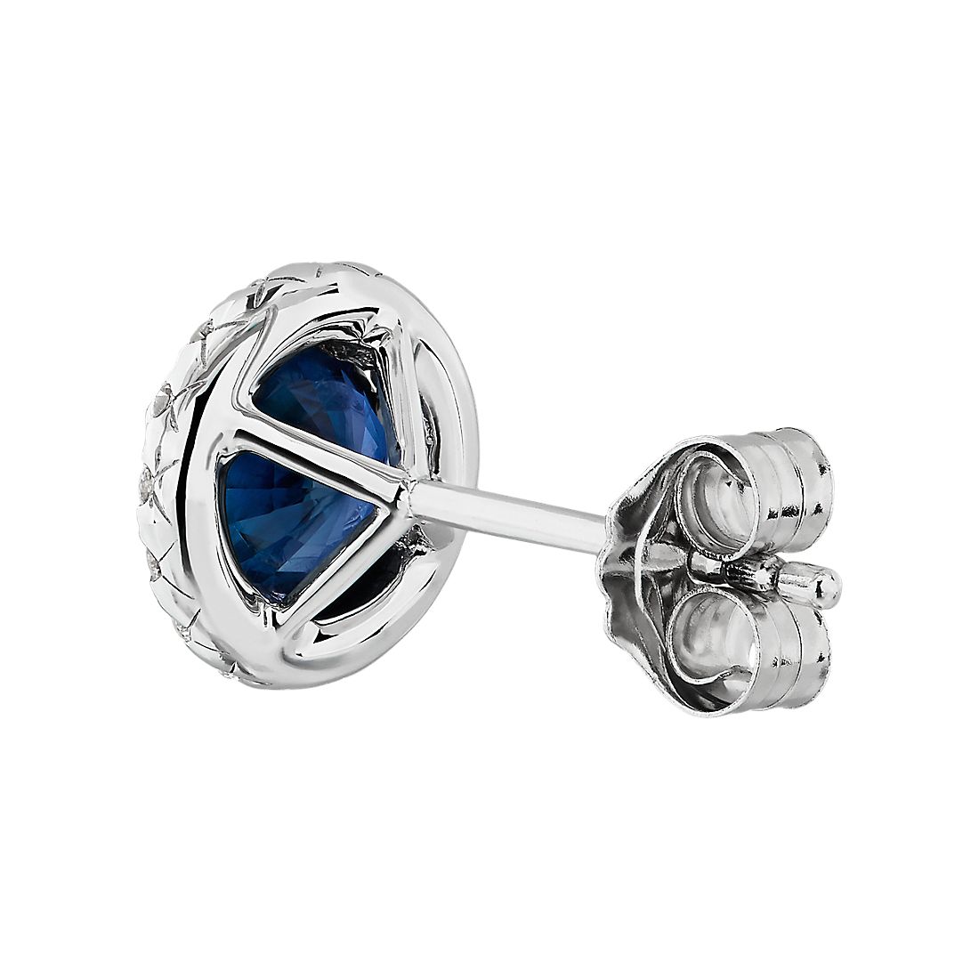 Sapphire and Diamond Halo Studs 14K White Gold