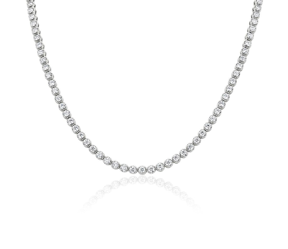 Prong Set Diamond Tennis Necklace 14K White