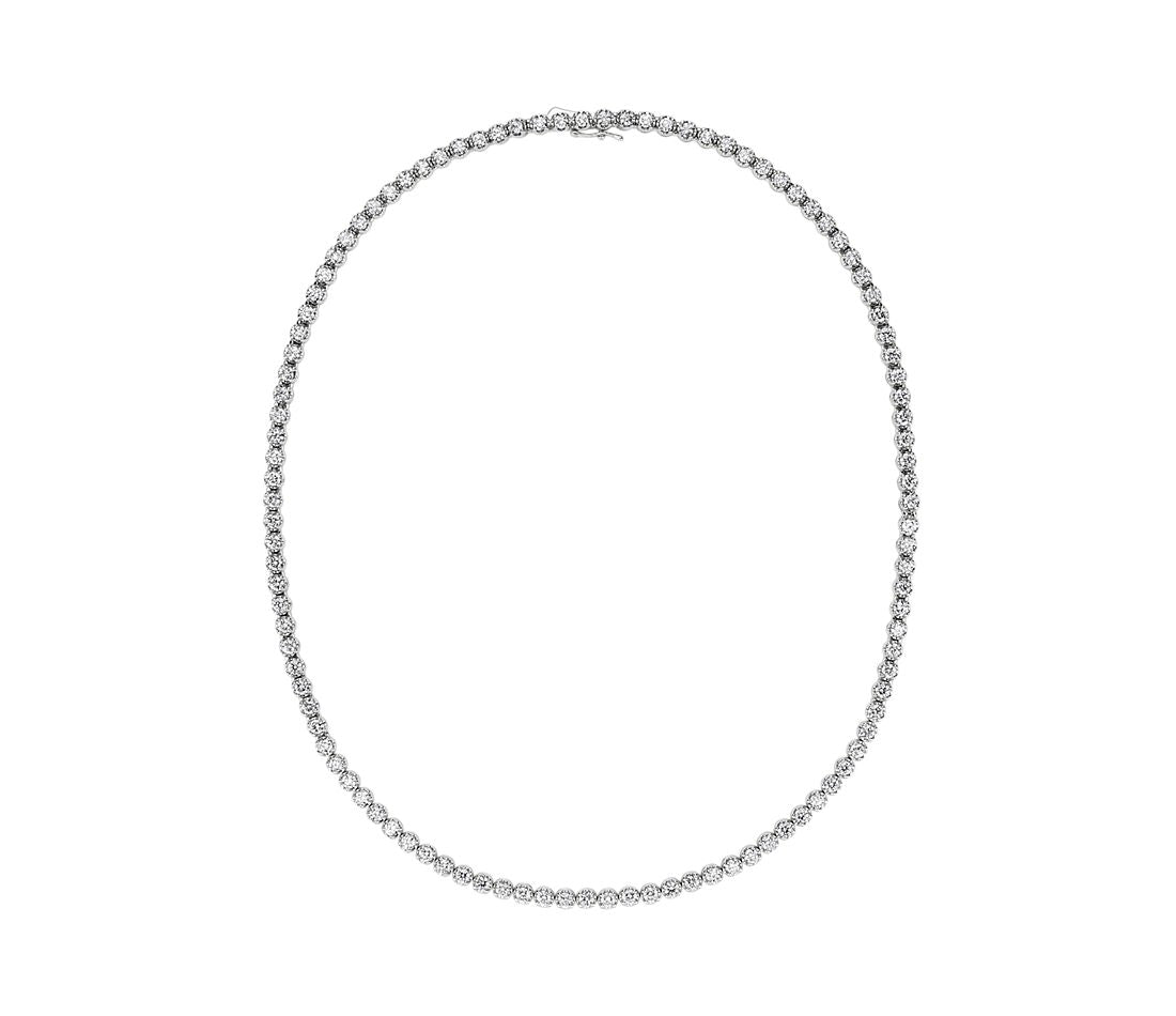 Prong Set Diamond Tennis Necklace 14K White