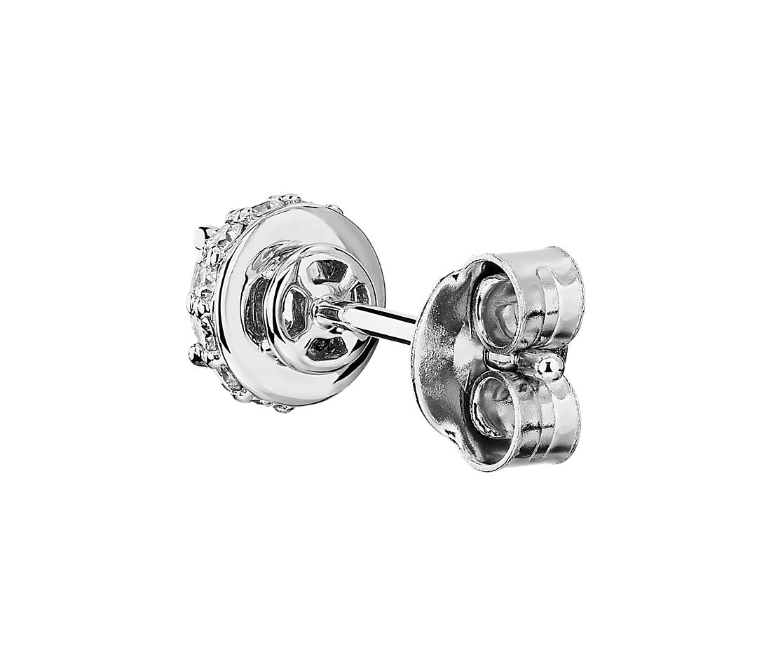 1.50 ctw Round Hidden Halo Diamond Studs 14K White Gold