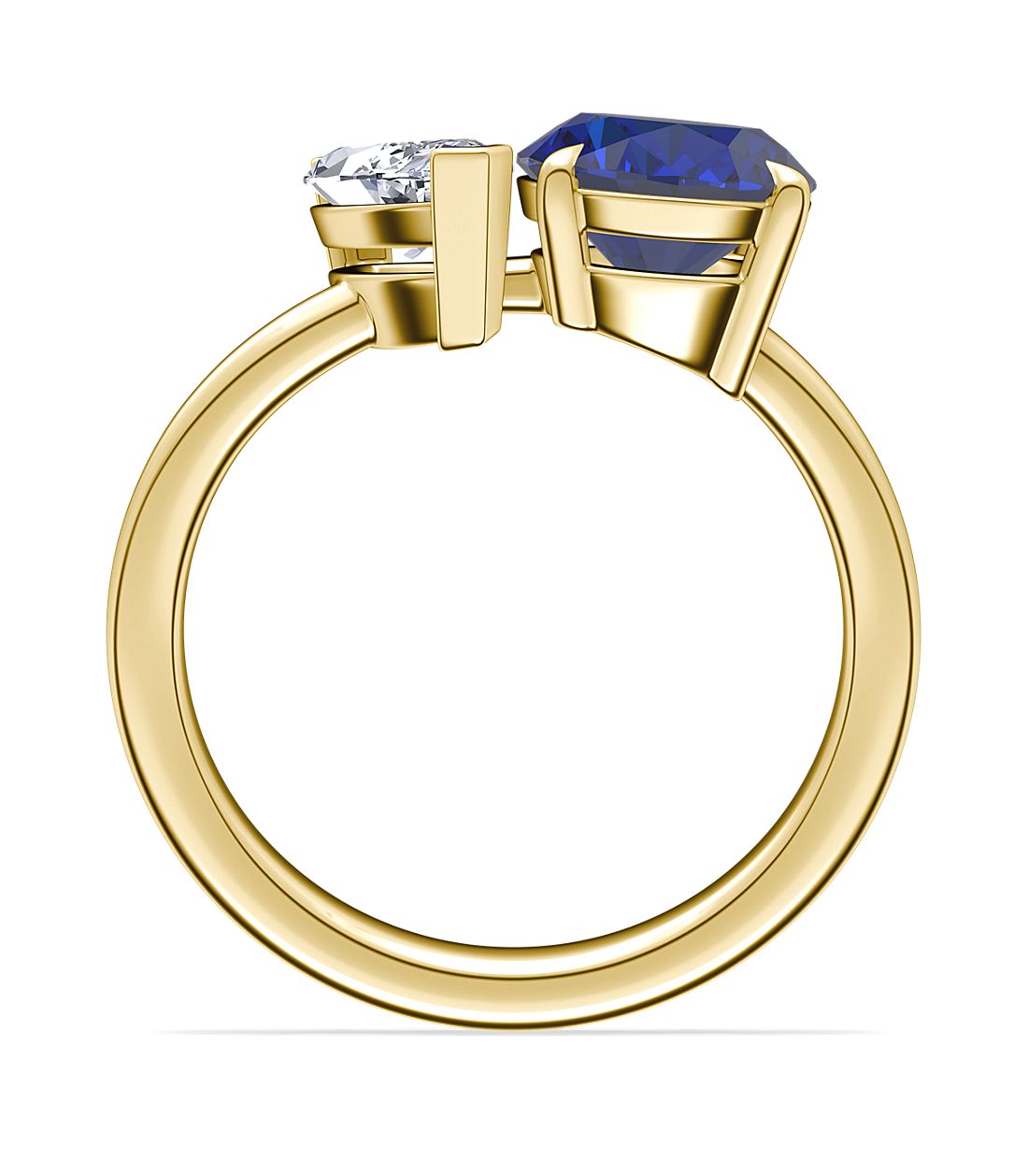 2 Stone Marquise & Sapphire Engagement Ring 14K Yellow