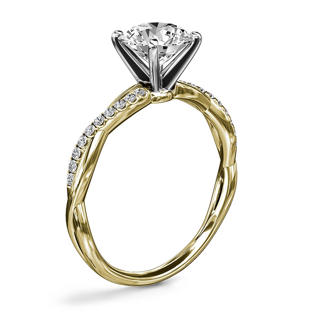 Icedout Twist Diamond Engagement Ring 14K Yellow