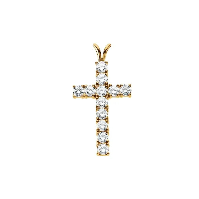 14K White 1 1/5 CTW Natural Diamond Cross Pendant
