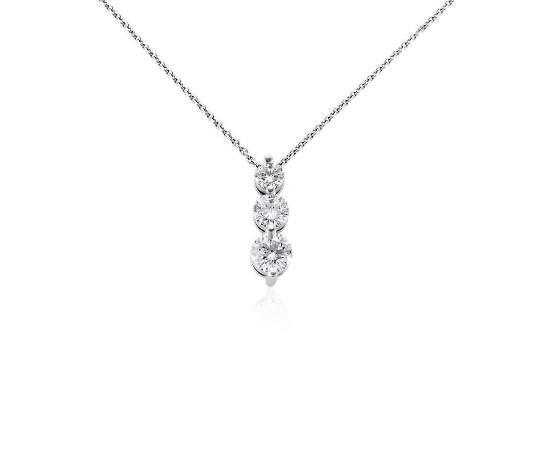 Three-Stone Drop Diamond Pendant 14K Yellow