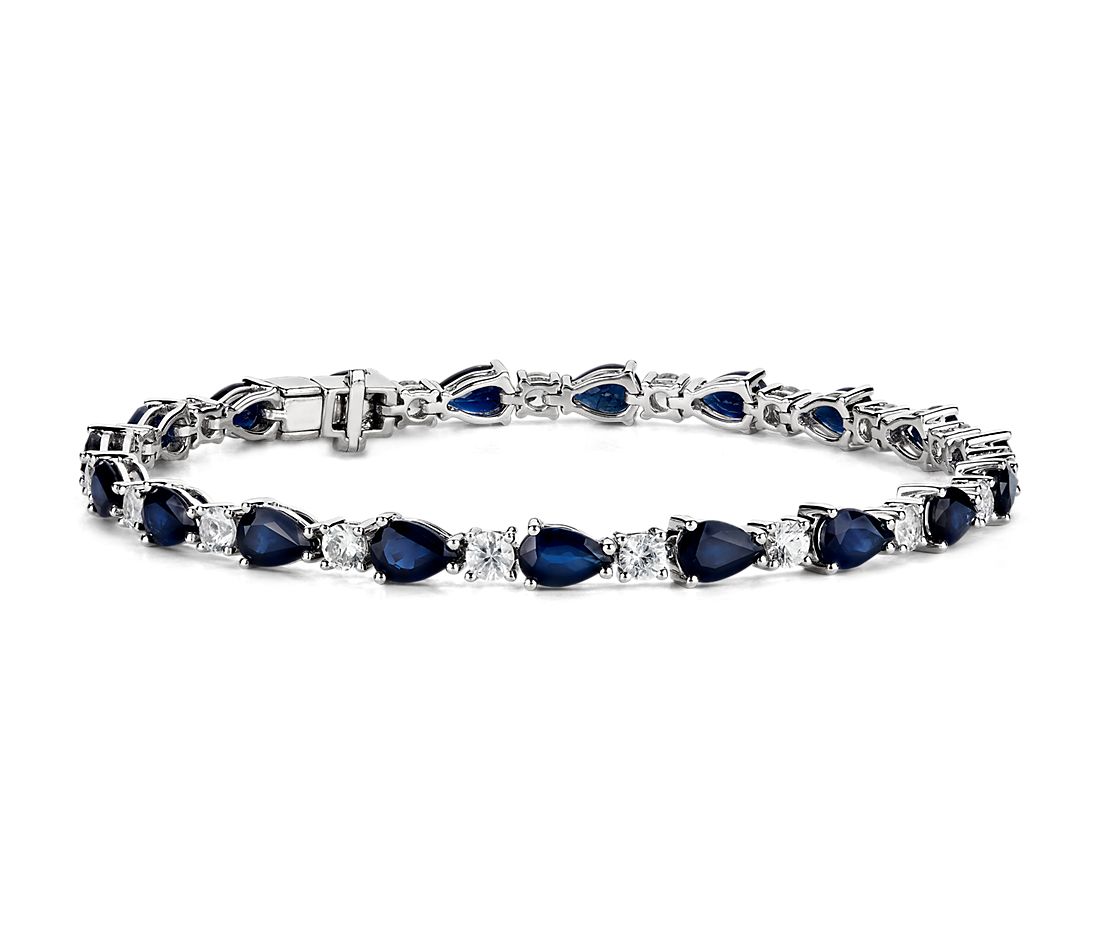 Blue and White Sapphire Bracelet White