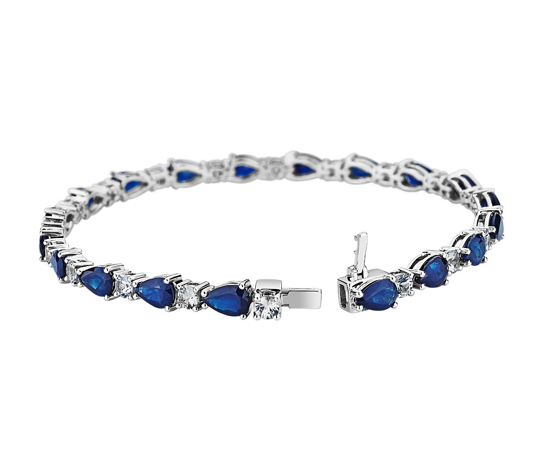 Blue and White Sapphire Bracelet White
