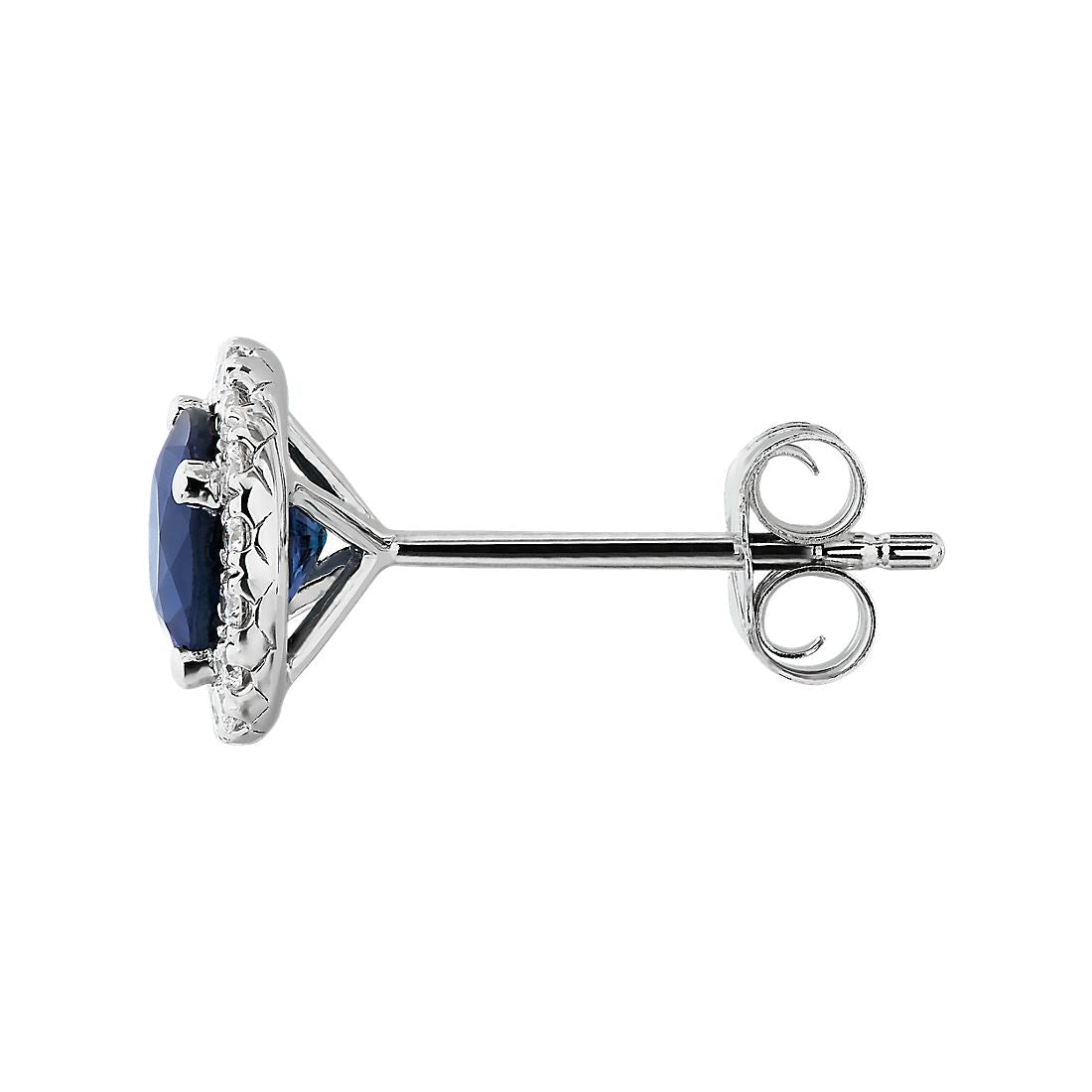 Sapphire and Diamond Halo Studs 14K White Gold